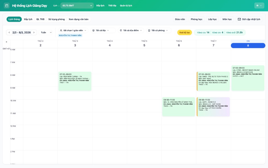 Hệ thống Lịch Giảng Dạy — Plugin xếp lịch cho Moodle