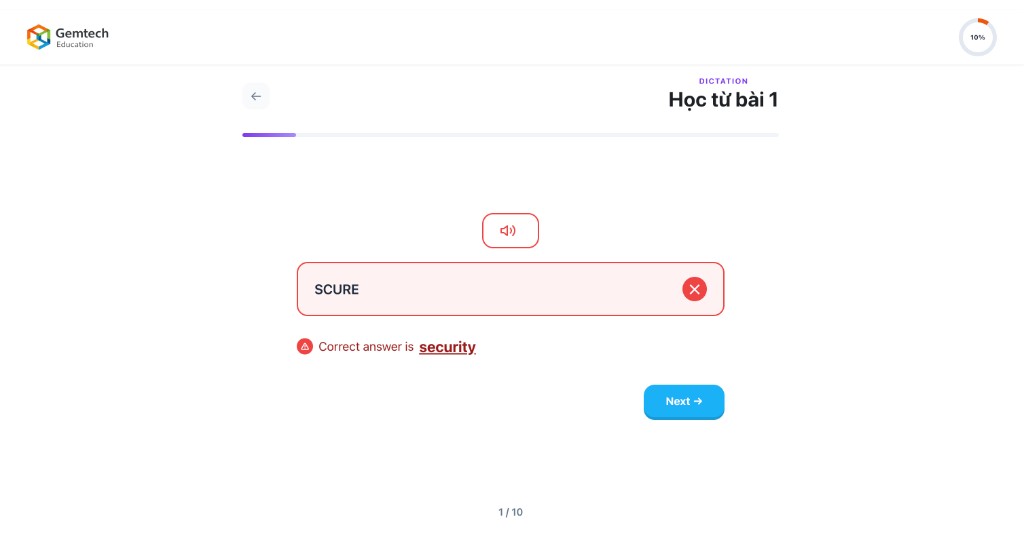 Dictation mode — listen and type